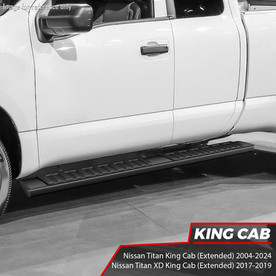 6 in. Wide Side Running Boards <br> 04-24 Nissan Titan, 17-19 Titan XD, King Cab