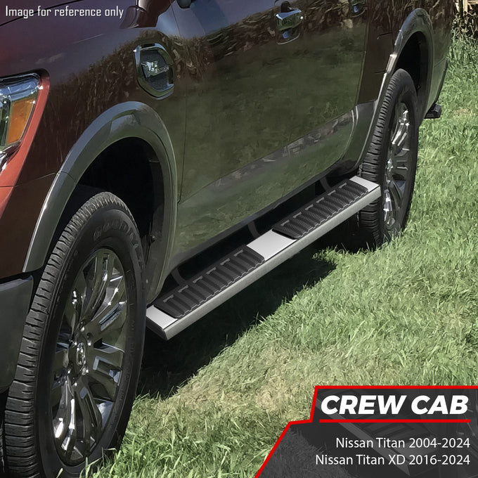 6.75 in. W Step Bar Running Boards <br>06-24 Nissan Titan XD Crew Cab