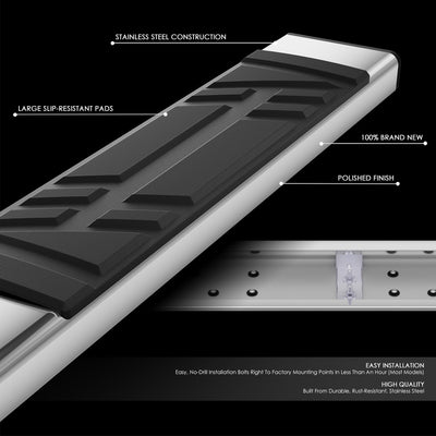 6.5 in. W Flat Step Bar Running Boards <br> 07-17 Chevy Traverse, GMC Acadia, 07-09 Buick Enclave