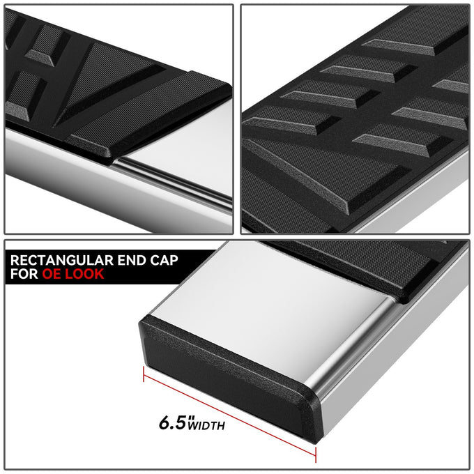 6.5 in. W Flat Step Bar Running Boards <br> 14-19 Chevy/GMC Silverado Sierra 1500-3500HD Crew Cab