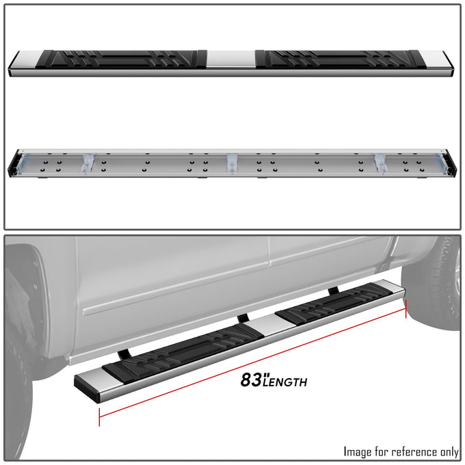 6.5 in. W Flat Step Bar Running Boards <br> 14-19 Chevy/GMC Silverado Sierra 1500-3500HD Crew Cab