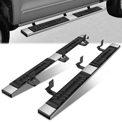 6.5 in. W Flat Step Bar Running Boards <br> 14-19 Chevy/GMC Silverado Sierra 1500-3500HD Crew Cab