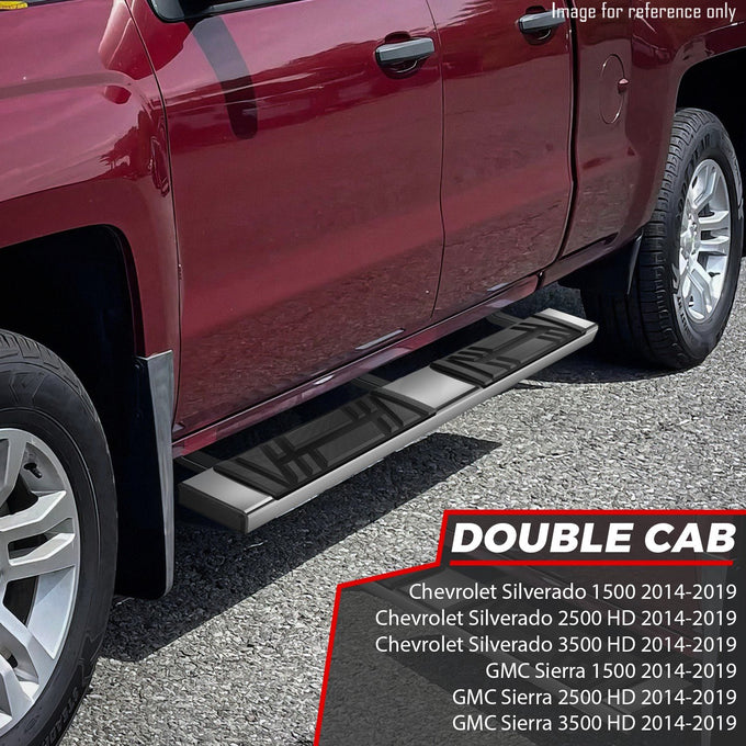 6.5 in. W Flat Step Bar Running Boards <br> 14-19 Chevy/GMC Silverado Sierra 1500-3500HD