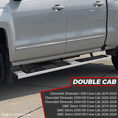 6.5 in. W Flat Step Bar Running Boards <br> 19-24 Chevy/GMC Silverado Sierra 1500 2500 3500HD Crew Cab