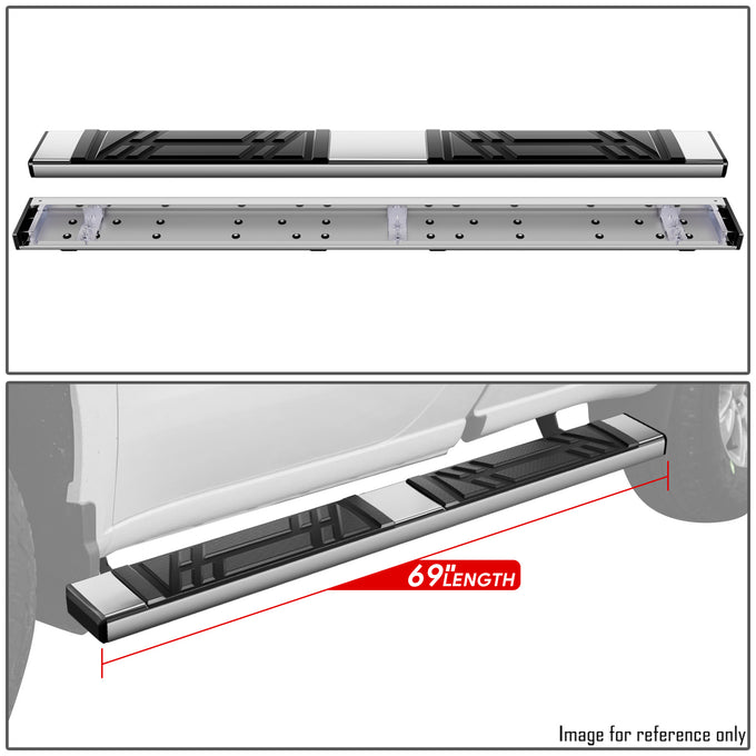 6.5 in. W Flat Step Bar Running Boards <br> 19-24 Chevy/GMC Silverado Sierra 1500 2500 3500HD Standard Cab