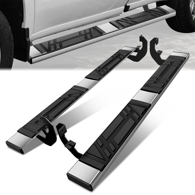 6.5 in. W Flat Step Bar Running Boards <br> 19-24 Chevy/GMC Silverado Sierra 1500 2500 3500HD Standard Cab