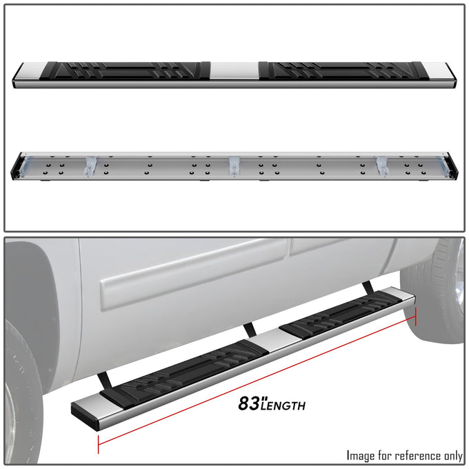 6.5 in. W Flat Step Bar Running Boards <br> 01-14 Chevy/GMC Silverado Sierra 1500 2500 3500 HD Crew Cab