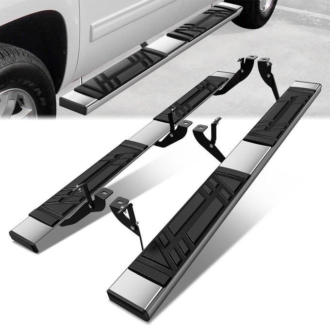 6.5 in. W Flat Step Bar Running Boards <br> 99-14 Chevy/GMC Silverado Sierra 1500 2500 Extended Cab