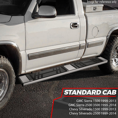 6.5 in. W Flat Step Bar Running Boards <br> 99-14 Chevy/GMC Silverado Sierra 1500 2500 Standard Cab
