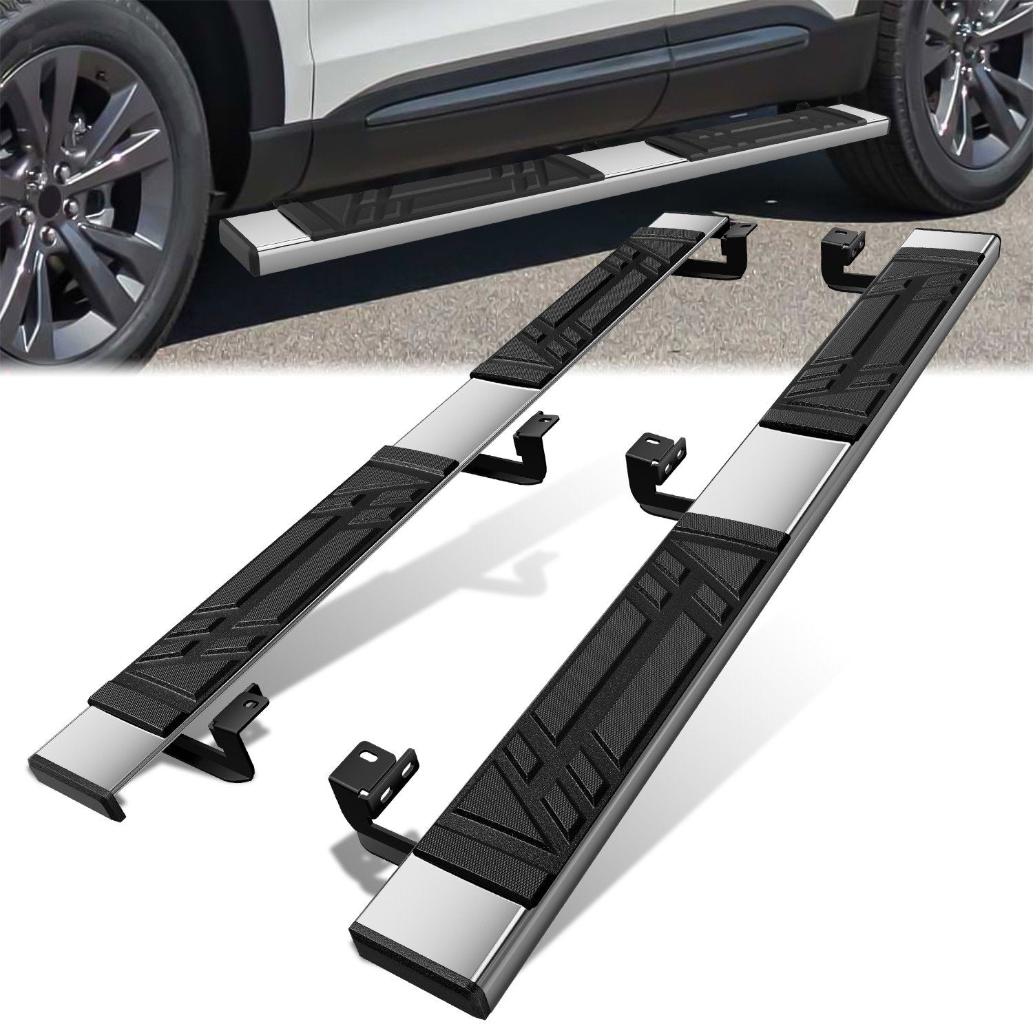 6.5 in. W Flat Step Bar Running Boards <br> 20-25 Ford Explorer, Lincoln Aviator