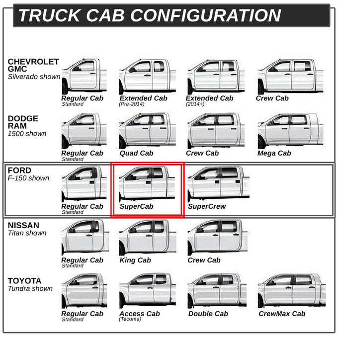 6.5 in. W Flat Step Bar Running Boards <br> 15-24 Ford F-150 F-250 F-350 Super Duty