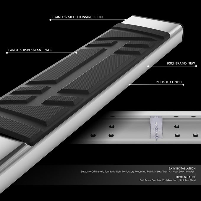 6.5 in. W Flat Step Bar Running Boards <br> 15-24 Ford F-150 F-250 F-350 Super Duty