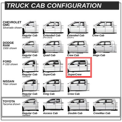 6.5 in. W Flat Step Bar Running Boards <br> 15-24 Ford F-150 F-250 F-350 Super Duty Crew Cab