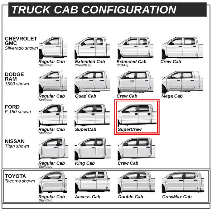 6.5 in. W Flat Step Bar Running Boards <br> 15-24 Ford F-150 F-250 F-350 Super Duty Crew Cab