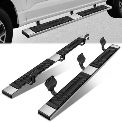 6.5 in. W Flat Step Bar Running Boards <br> 15-24 Ford F-150 F-250 F-350 Super Duty Crew Cab