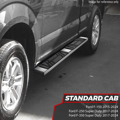 6.5 in. W Flat Step Bar Running Boards <br> 15-24 Ford F-150 F-250 F-350 Super Duty Standard Cab