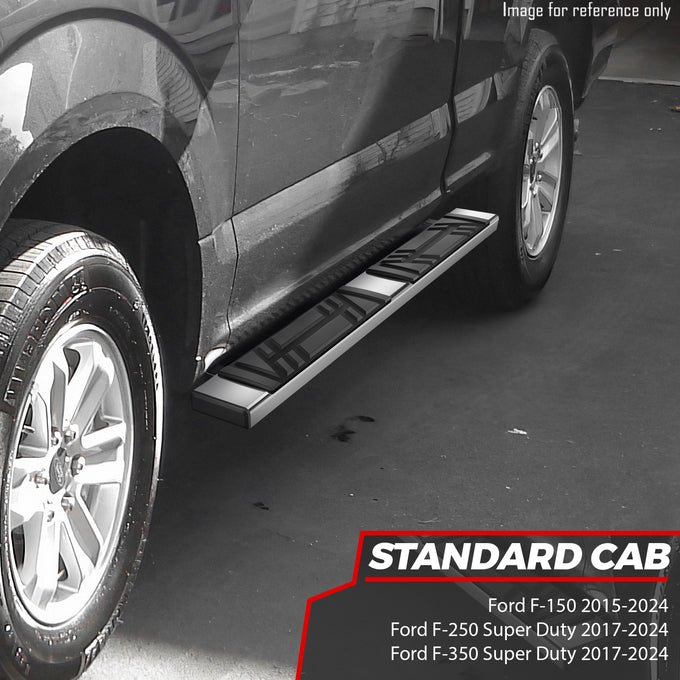 6.5 in. W Flat Step Bar Running Boards <br> 15-24 Ford F-150 F-250 F-350 Super Duty Standard Cab