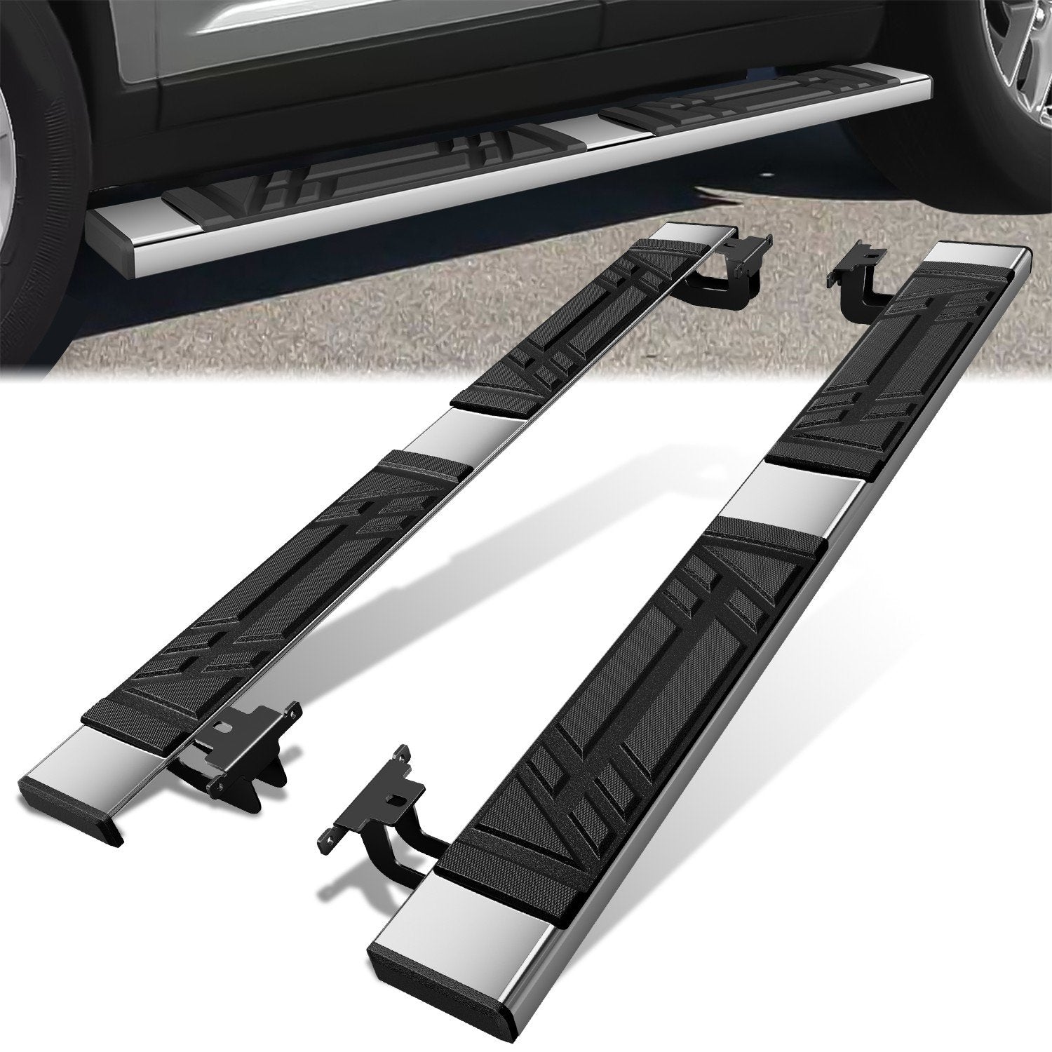 6.5 in. W Flat Step Bar Running Boards <br> 11-21 Jeep Grand Cherokee, 11-23 Dodge Durango