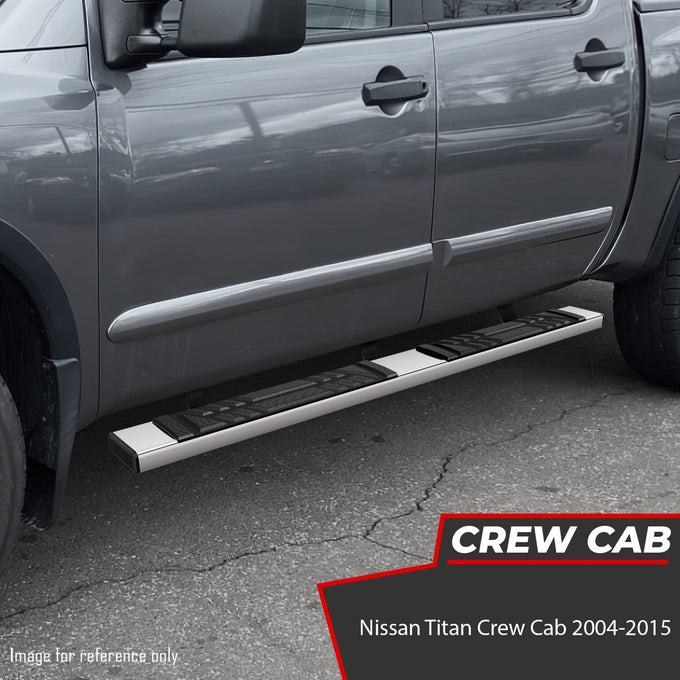 6.5 in. W Flat Step Bar Running Boards <br> 04-15 Nissan Titan Crew Cab