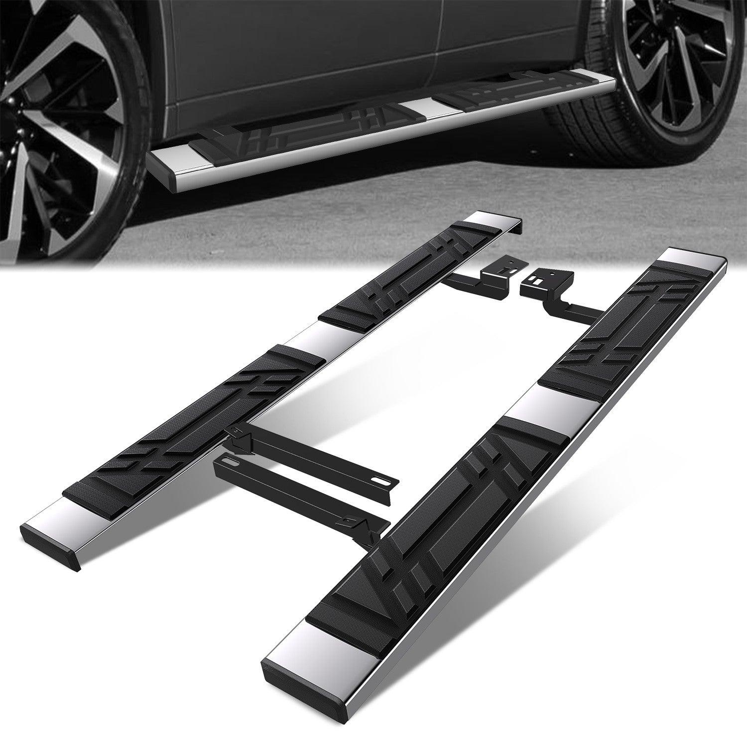 6.5 in. W Flat Step Bar Running Boards <br> 22-24 Mitsubishi Outlander