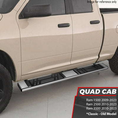 6.5 in. W Flat Step Bar Running Boards <br> 09-24 Dodge Ram 1500-3500 Classic Extended Cab