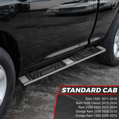 6.5 in. W Flat Step Bar Running Boards <br> 09-24 Dodge Ram 1500-3500 Standard Cab