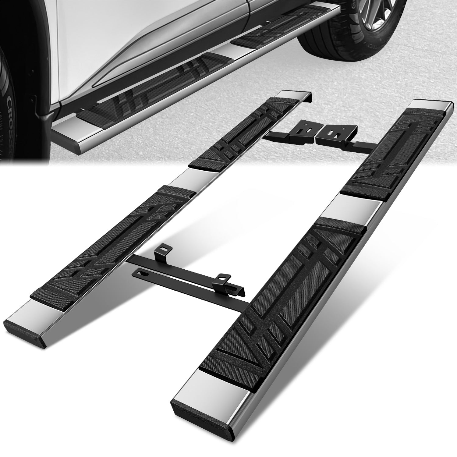 6.5 in. W Flat Step Bar Running Boards <br> 21-24 Nissan Rogue