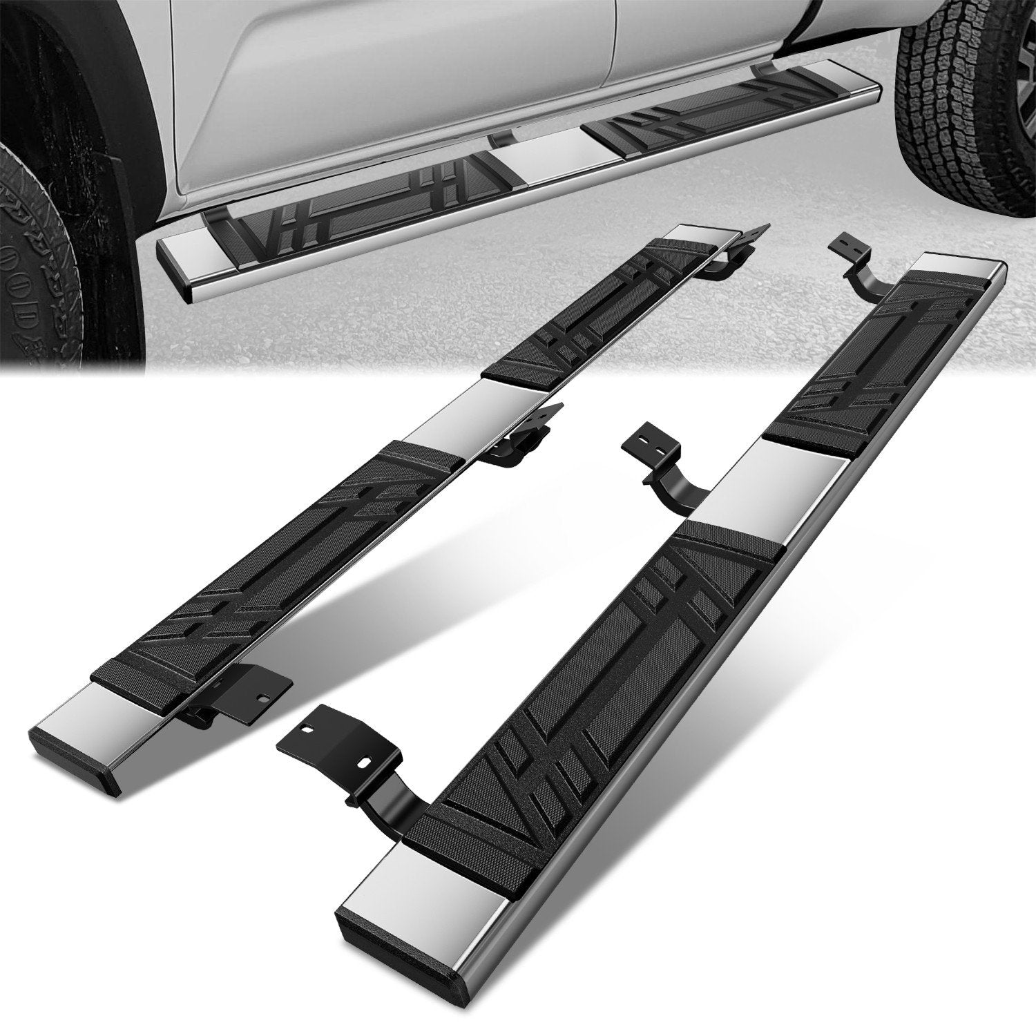 6.5 in. W Flat Step Bar Running Boards <br> 05-23 Toyota Tacoma Extended Cab