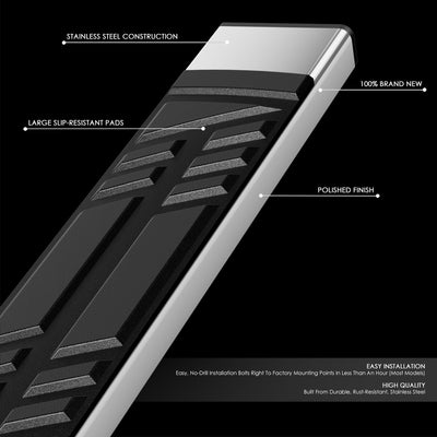 6.5 in. W Flat Step Bar Running Boards <br> 07-21 Toyota Tundra Crew Cab