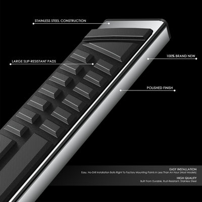 6.5in. Side Stainless Steel Running Board Step Nerf Bar <br>15-24 Ford Transit Van