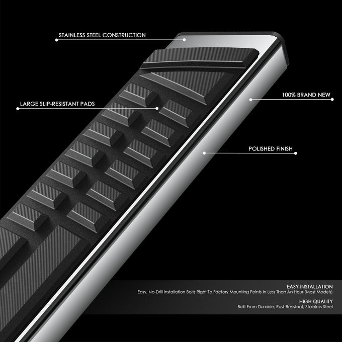 6.5in. Side Stainless Steel Running Board Step Nerf Bar <br>15-24 Ford Transit Van