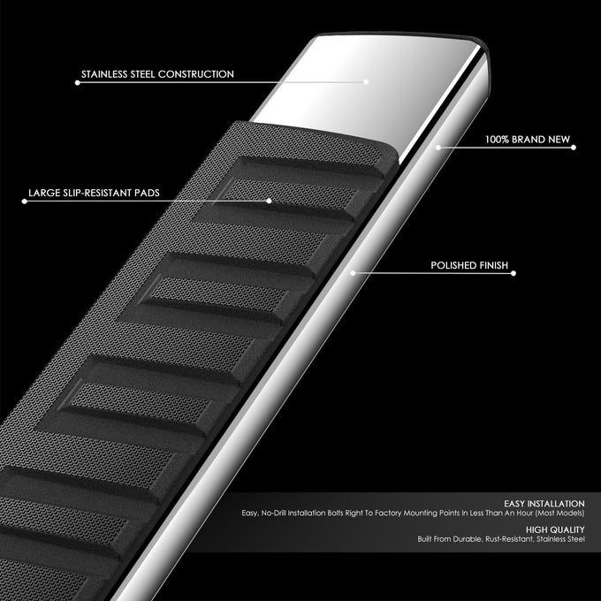 6 in. Wide Side Step Bar Running Boards <br>07-19 Chevy Silverado GMC Sierra Crew Cab
