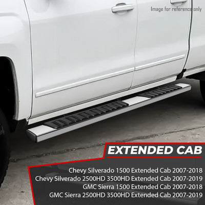 6 in. Wide Side Step Bar Running Boards <br>07-19 Chevy Silverado GMC Sierra Extended Cab