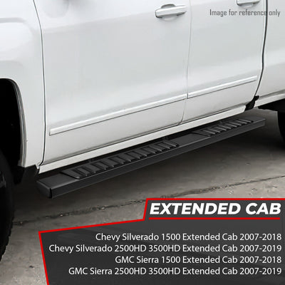 6 in. Wide Flat Step Bar Running Boards <br>07-19 Chevy Silverado GMC Sierra Extended Cab