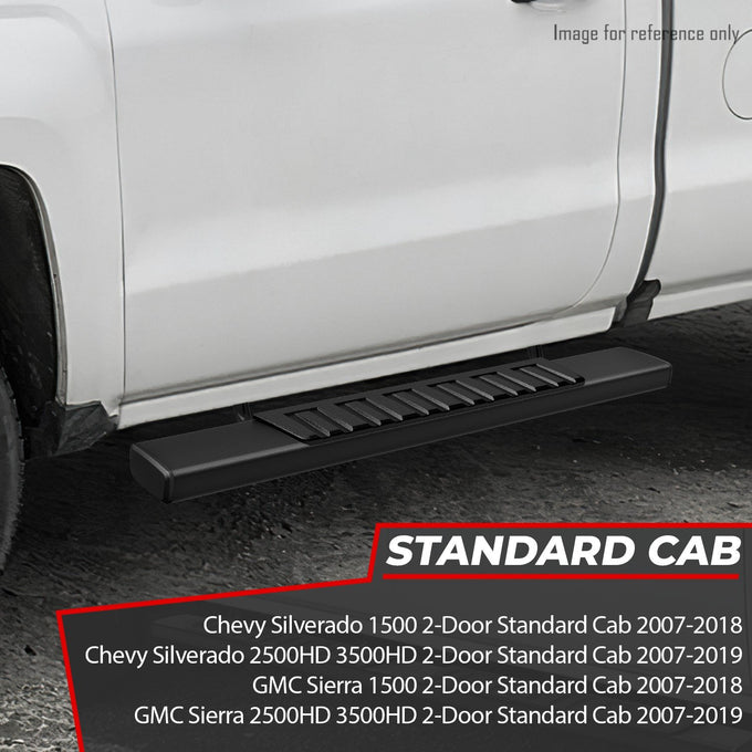 6 in. Wide Flat Step Bar Running Boards <br>07-19 Chevy Silverado GMC Sierra Standard Cab
