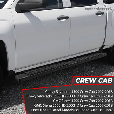 6 in. Wide Side Step Bar Running Boards <br>07-19 Chevy Silverado GMC Sierra Crew Cab