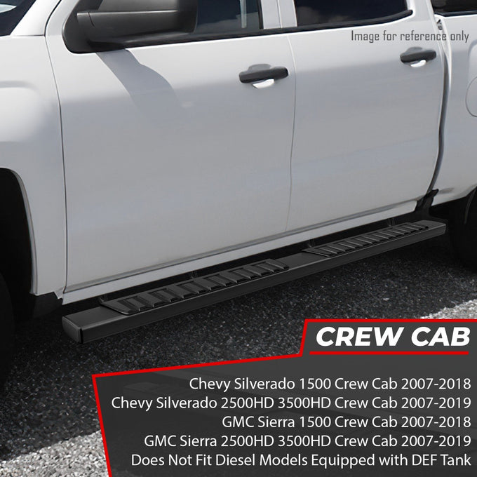 6 in. Wide Side Step Bar Running Boards <br>07-19 Chevy Silverado GMC Sierra Crew Cab