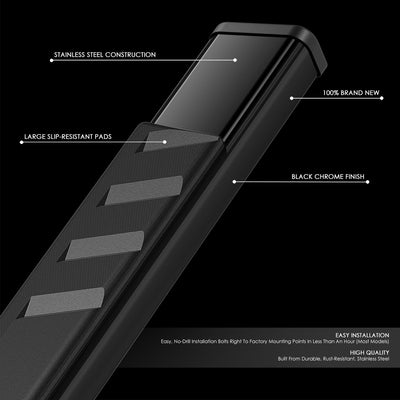 5 in. Wide Side Step Bar Running Boards <br>07-19 Chevy Silverado GMC Sierra Crew Cab