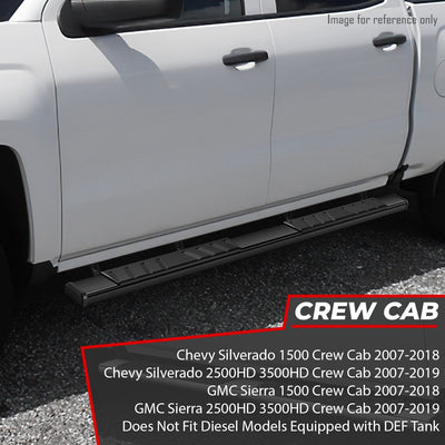 5 in. Wide Side Step Bar Running Boards <br>07-19 Chevy Silverado GMC Sierra Crew Cab