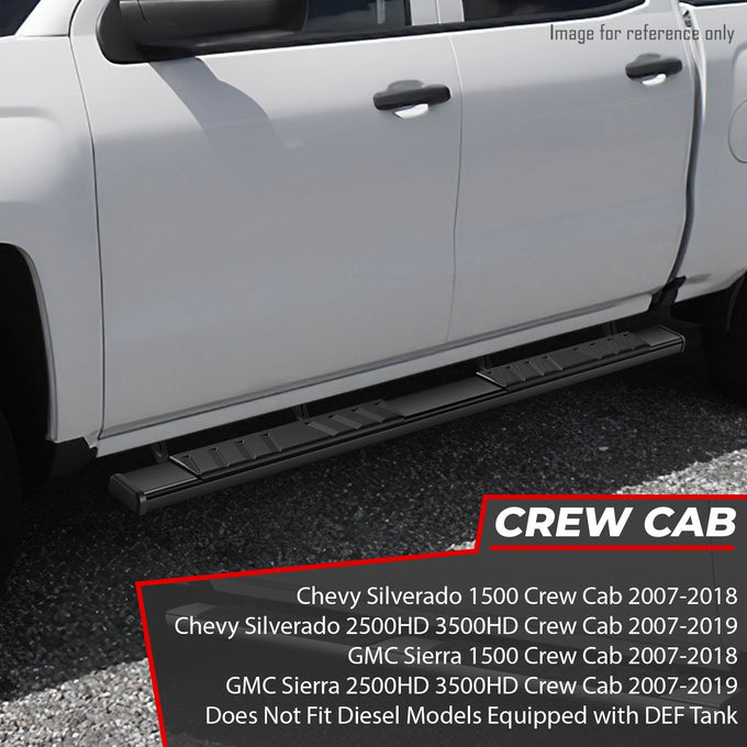 5 in. Wide Side Step Bar Running Boards <br>07-19 Chevy Silverado GMC Sierra Crew Cab