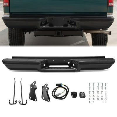 Rear Black Step Bumper Assembly <br>92-00 Chevy GMC C/K 1500 2500 Suburban Yukon