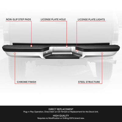Rear Chrome Step Bumper Assembly <br>92-00 Chevy GMC C/K 1500 2500 Suburban