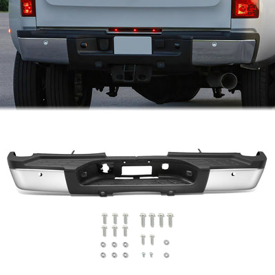 Chrome Rear Step Bumper <br>07-10 Chevy Silverado Sierra 2500 HD w/ Sensor Holes