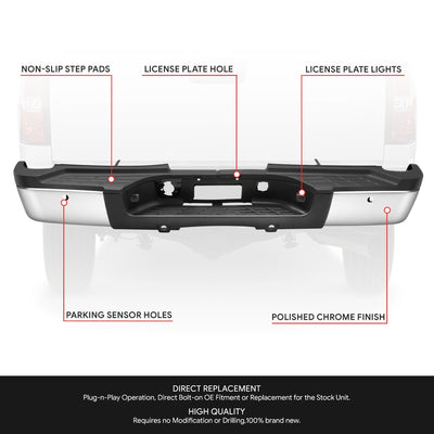 Chrome Rear Step Bumper <br>07-10 Chevy Silverado Sierra 2500 HD w/ Sensor Holes