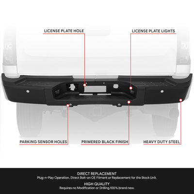 Rear Step Bumper W/License Plate Lights <br> 07-10 Chevy/GMC Silverado Sierra 2500 3500HD