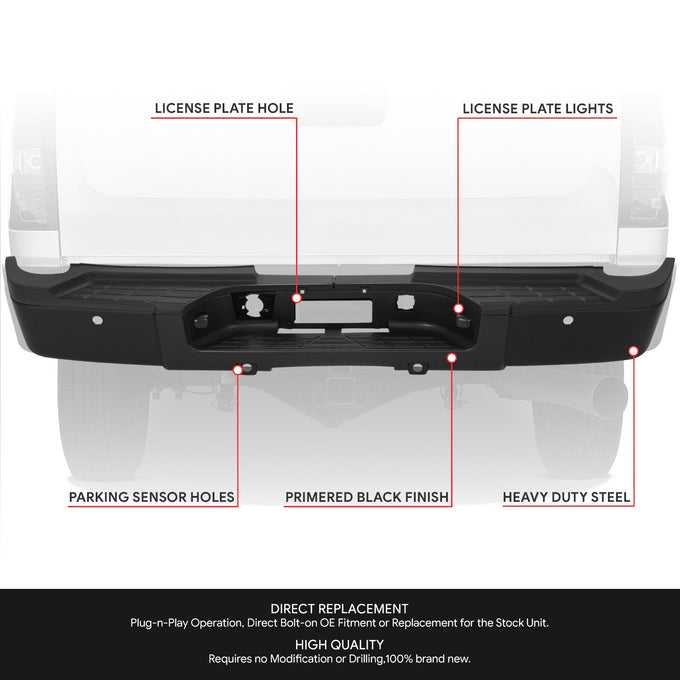 Rear Step Bumper W/License Plate Lights <br> 07-10 Chevy/GMC Silverado Sierra 2500 3500HD