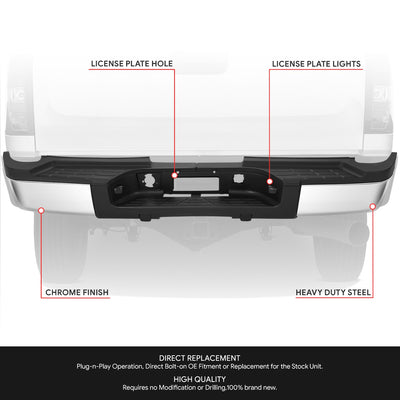 Rear Step Bumper W/License Plate Lights <br> 07-10 Chevy/GMC Silverado Sierra 2500 3500HD
