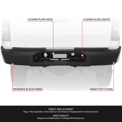 Rear Step Bumper W/License Plate Lights <br> 07-10 Chevy/GMC Silverado Sierra 2500 3500HD