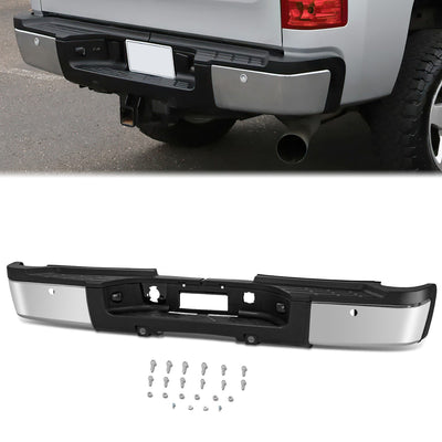 Rear Chrome Step Bumper w/ Sensor Holes <br>11-14 Silverado GMC 2500 3500 HD SRW