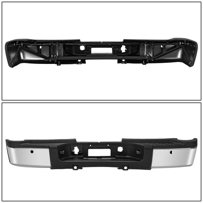 Rear Chrome Step Bumper w/ Sensor Holes <br>11-14 Silverado GMC 2500 3500 HD SRW